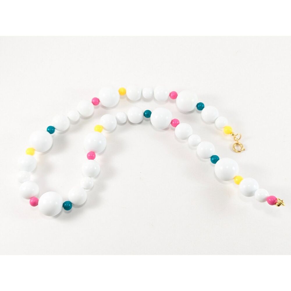 White, Teal, Pink and Yellow Vintage Beads - Picture 6 of 8